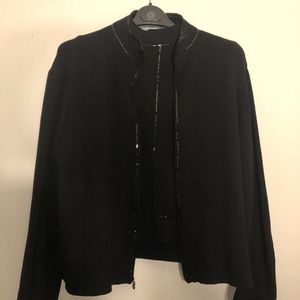 St. John Sport Two Piece Black Jacket/Sweater Set